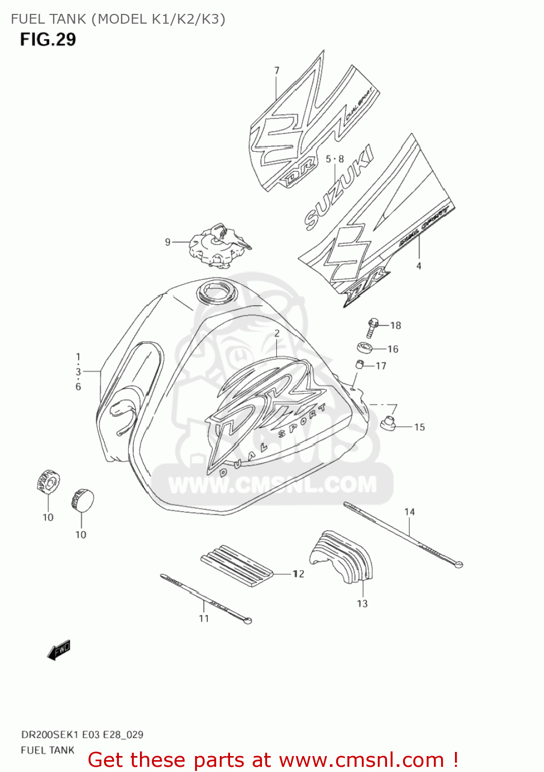 FUEL TANK (MODEL K1/K2/K3) DR200SE 2005 (K5) USA (E03)
