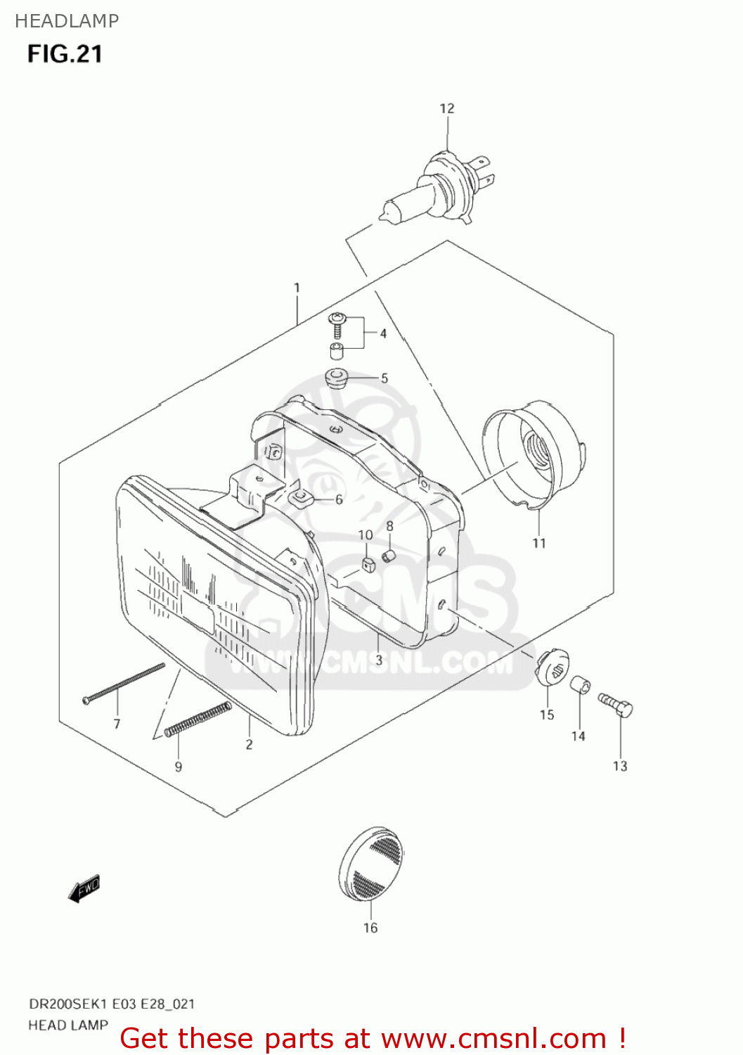 HEADLAMP DR200SE 2005 (K5) USA (E03)