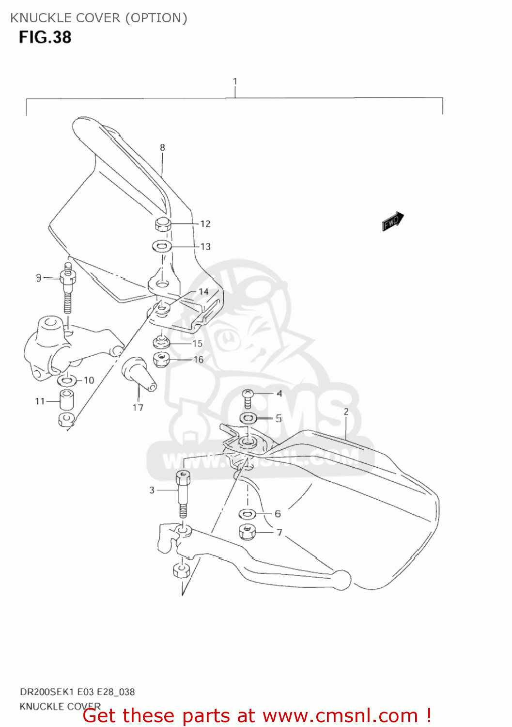 KNUCKLE COVER (OPTION) DR200SE 2005 (K5) USA (E03)