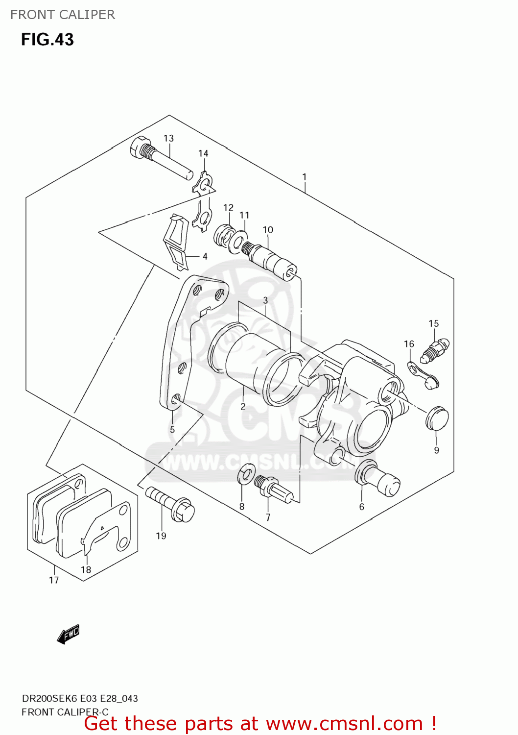 FRONT CALIPER DR200SE 2006 (K6) USA (E03)