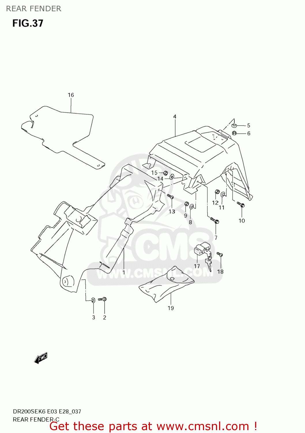 REAR FENDER DR200SE 2006 (K6) USA (E03)