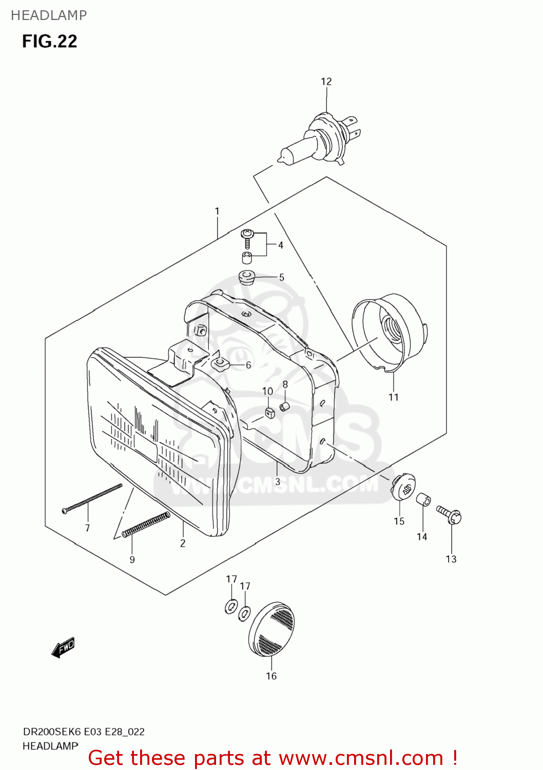 HEADLAMP DR200SE 2007 (K7) USA (E03)