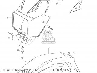 HEADLAMP COVER (MODEL K8/K9) - DR200SE 2007 (K7) USA (E03)
