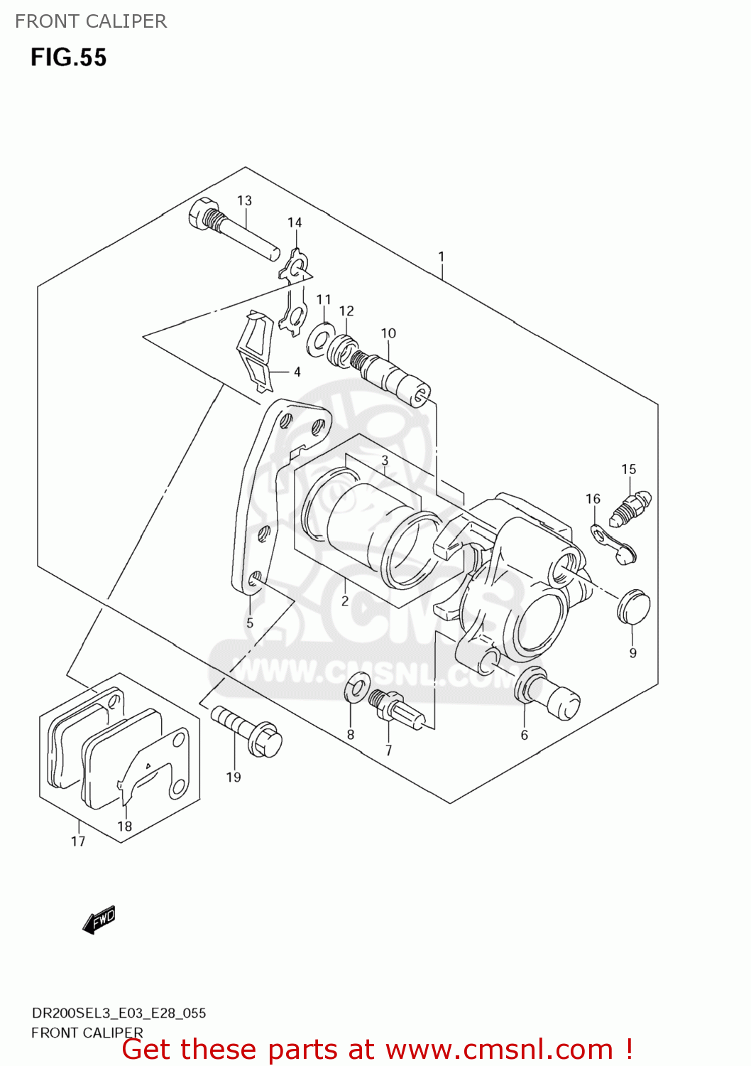 FRONT CALIPER DR200SE 2013 (L3) USA (E03)