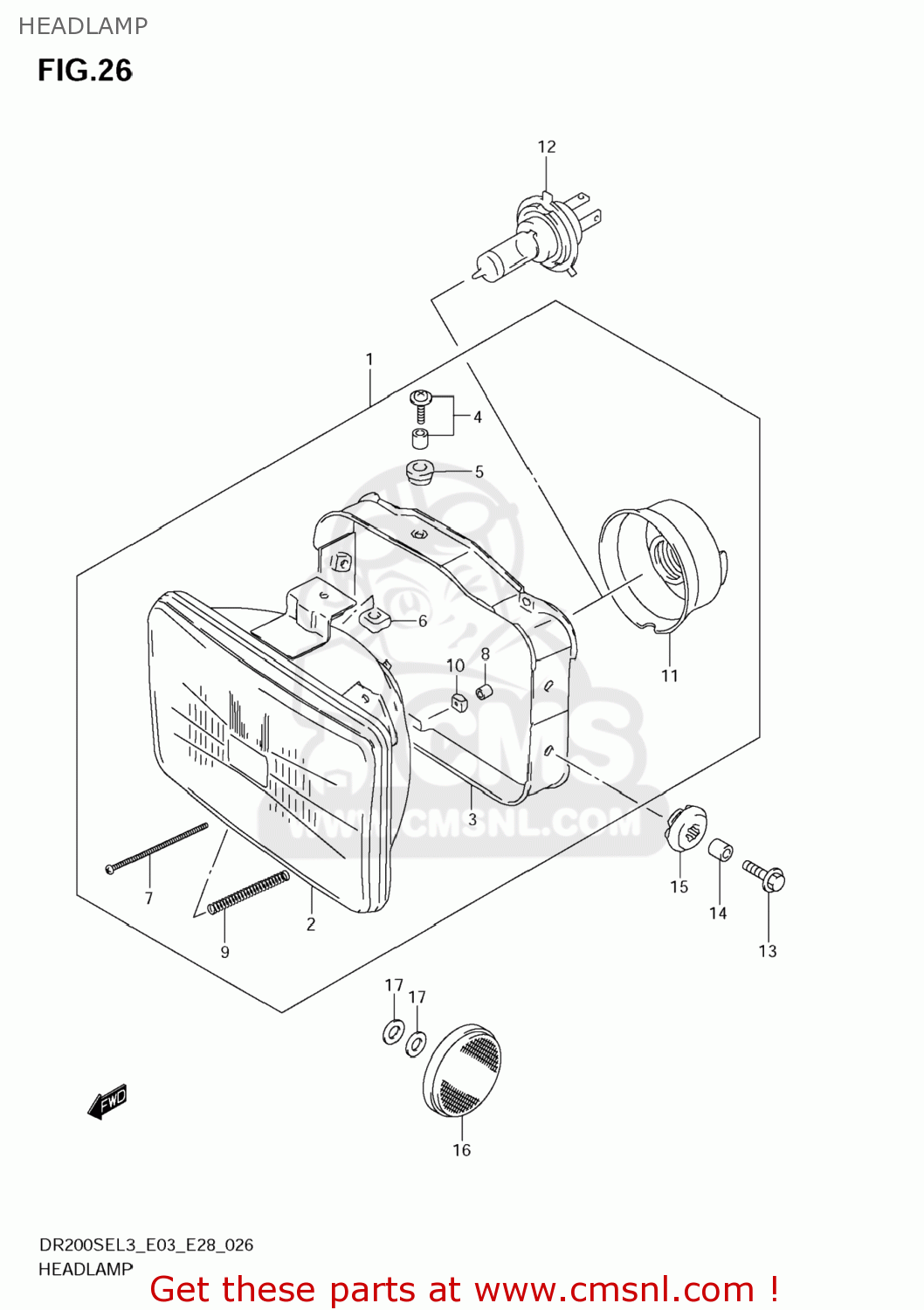 HEADLAMP DR200SE 2013 (L3) USA (E03)