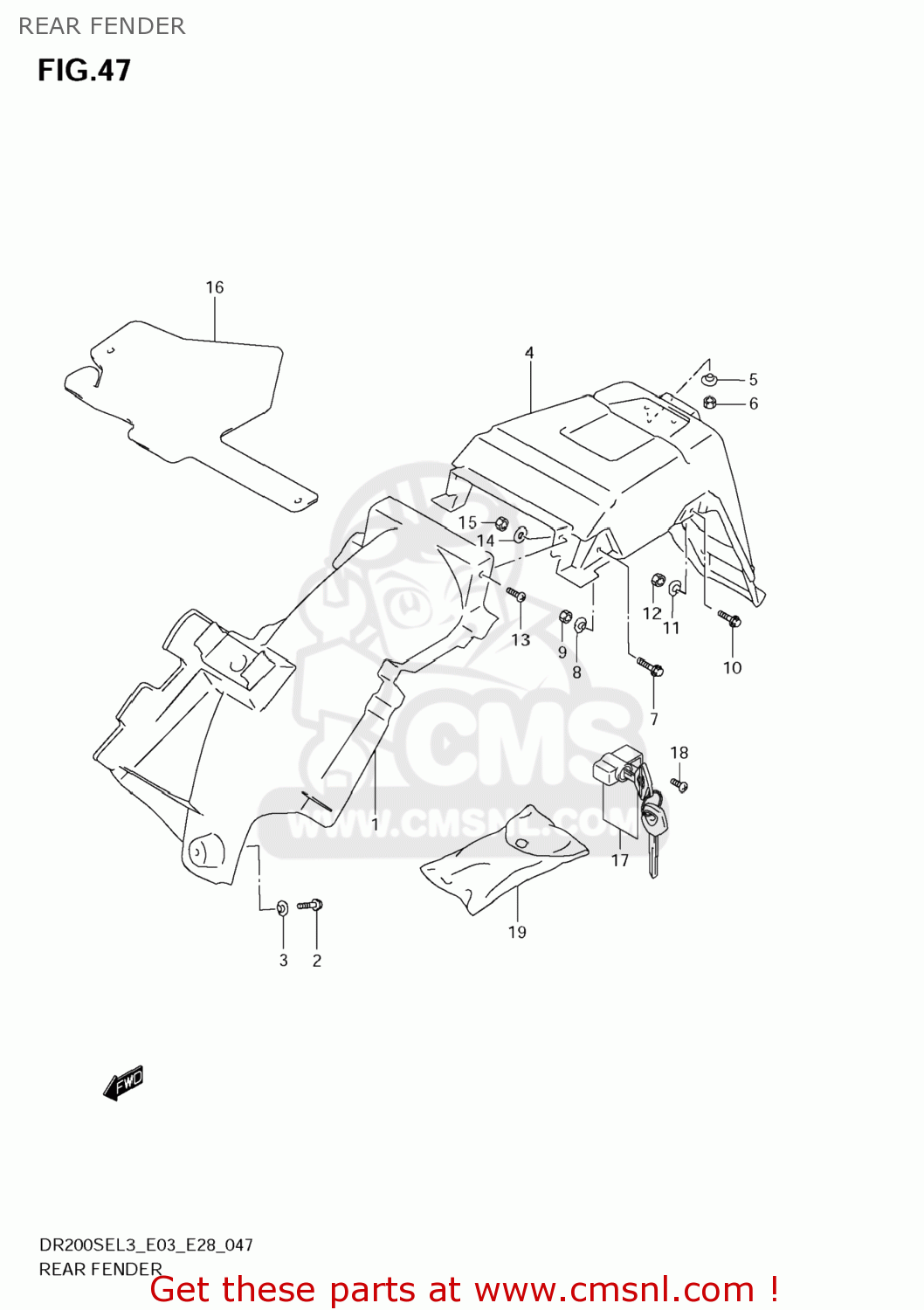REAR FENDER DR200SE 2013 (L3) USA (E03)