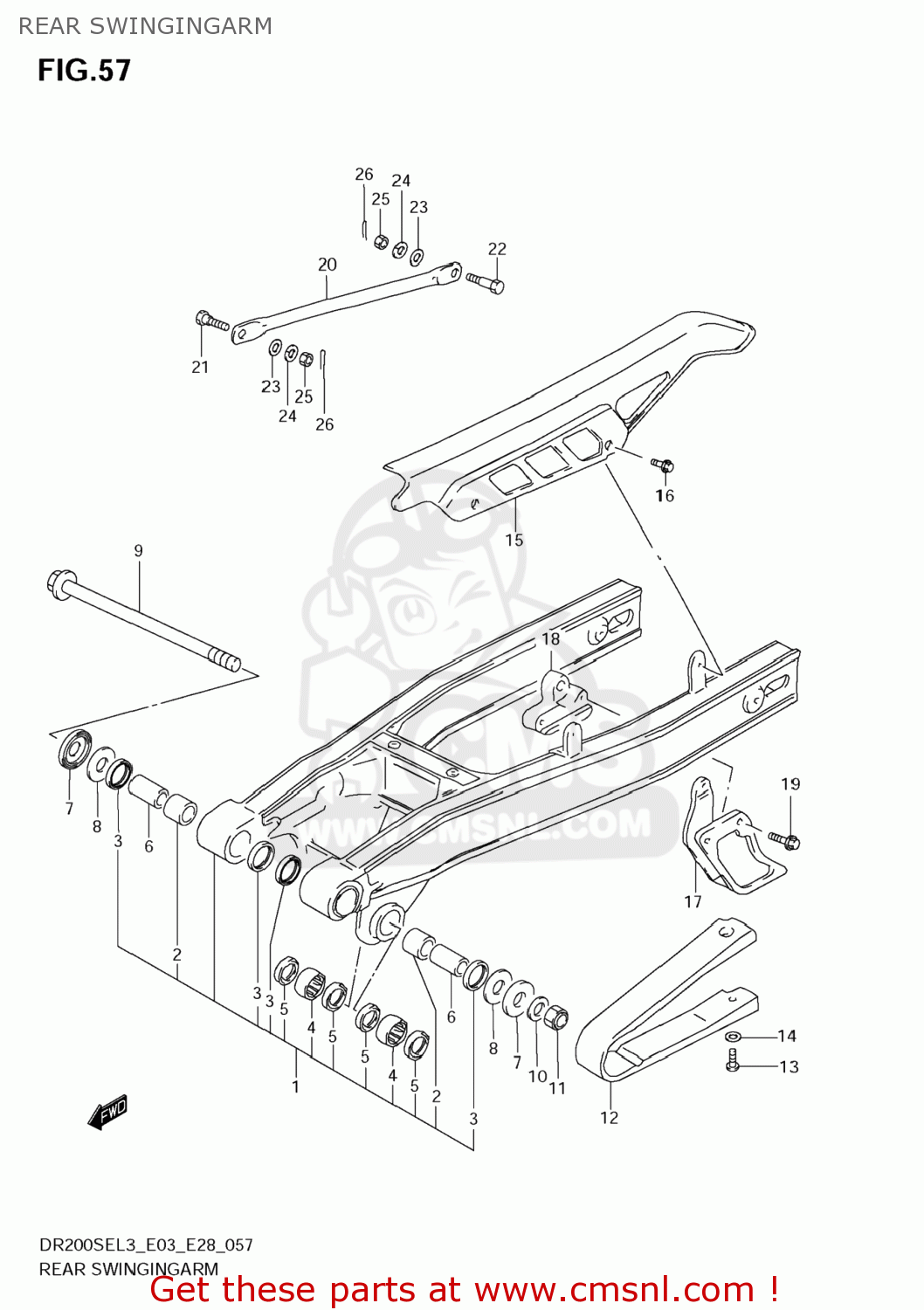 REAR SWINGINGARM DR200SE 2013 (L3) USA (E03)