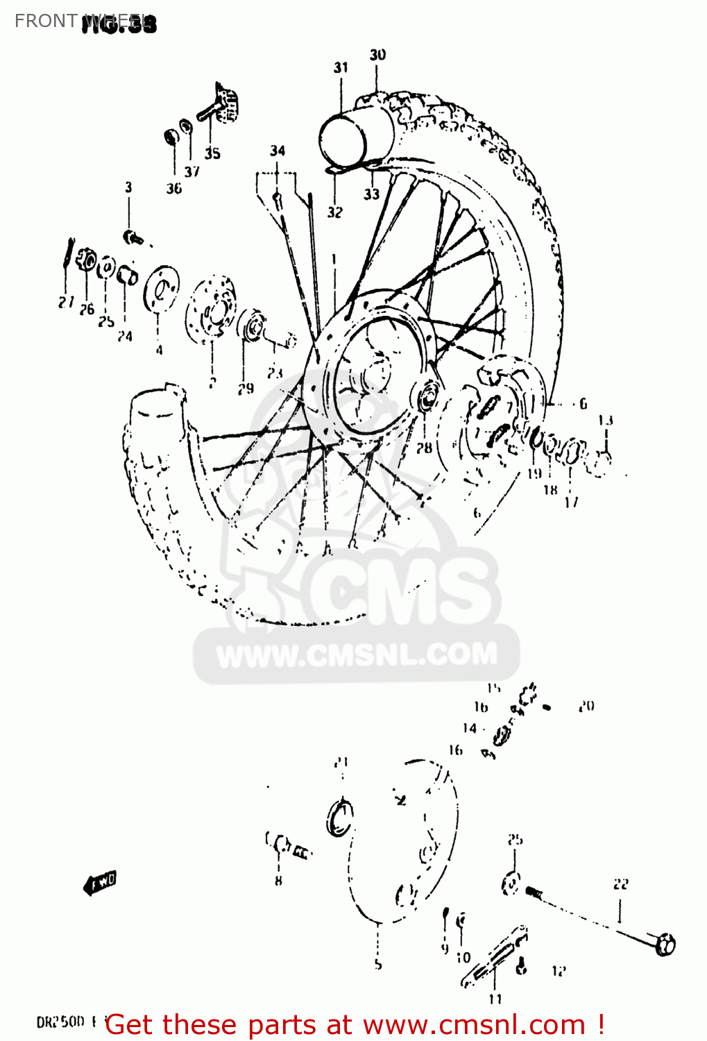FRONT WHEEL DR250 1982 (Z) USA (E03)