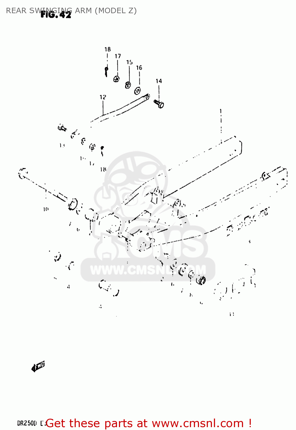 REAR SWINGING ARM (MODEL Z) DR250 1982 (Z) USA (E03)