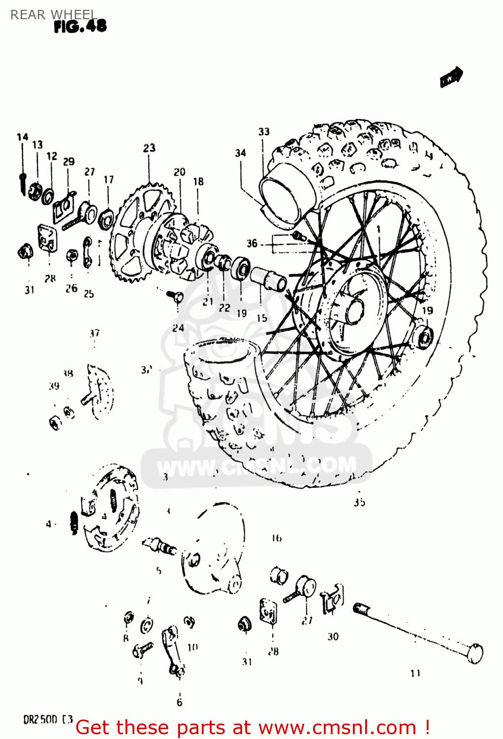 REAR WHEEL DR250 1982 (Z) USA (E03)