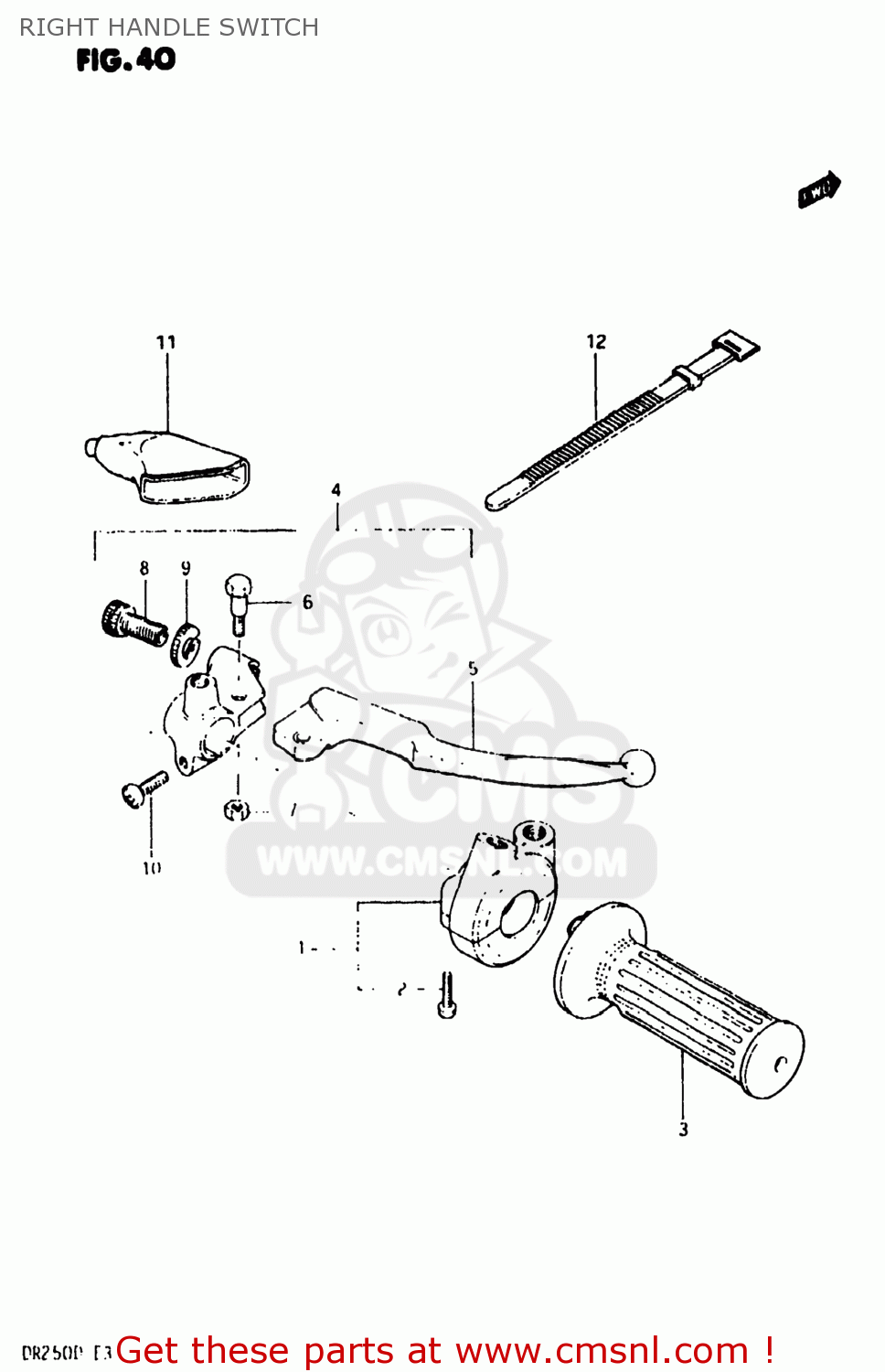RIGHT HANDLE SWITCH DR250 1982 (Z) USA (E03)