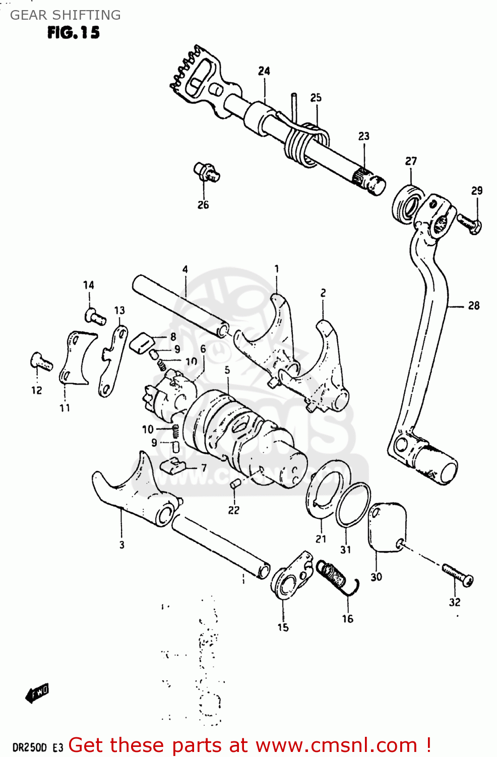 GEAR SHIFTING DR250 1983 (D) USA (E03)