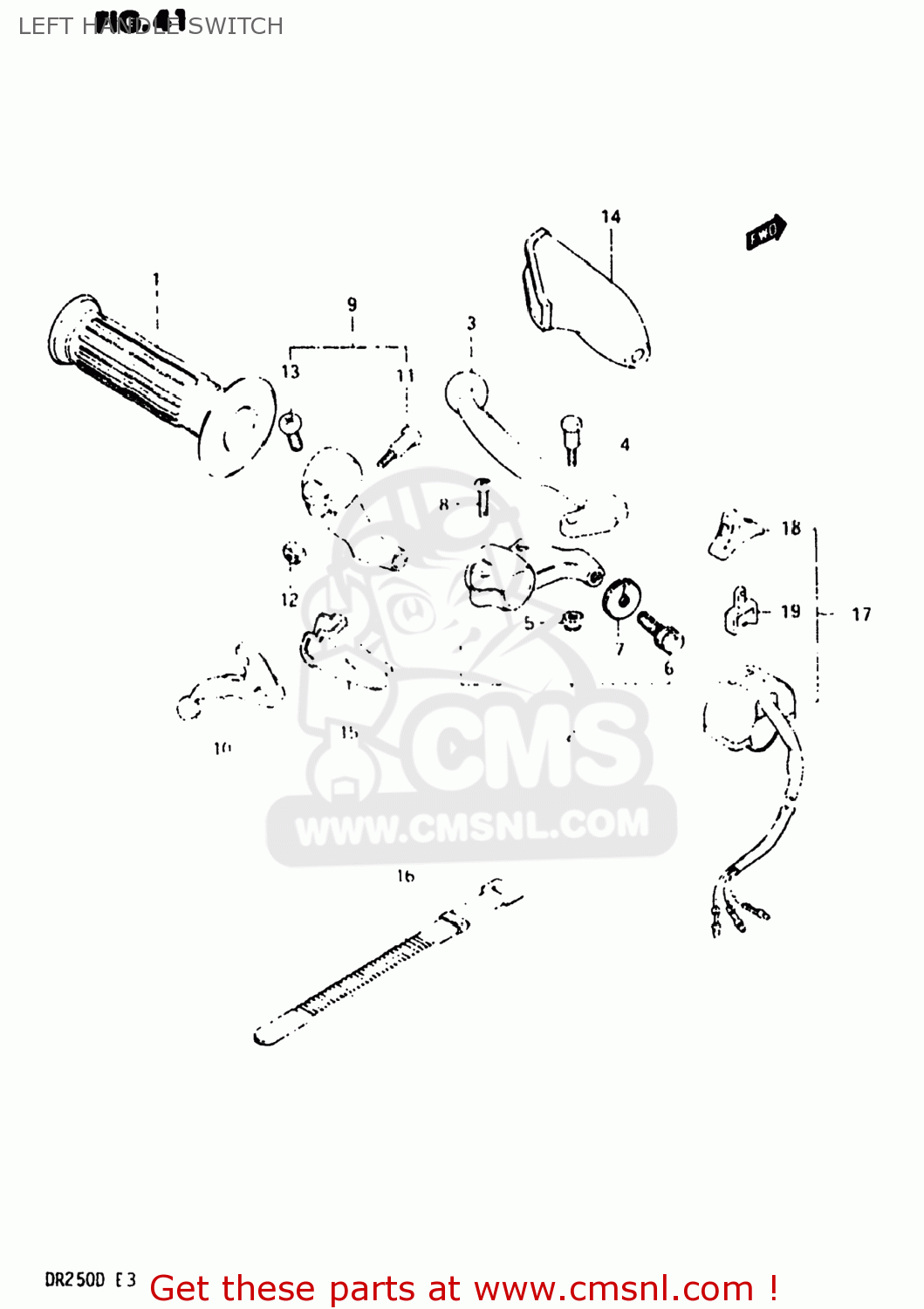 LEFT HANDLE SWITCH DR250 1983 (D) USA (E03)