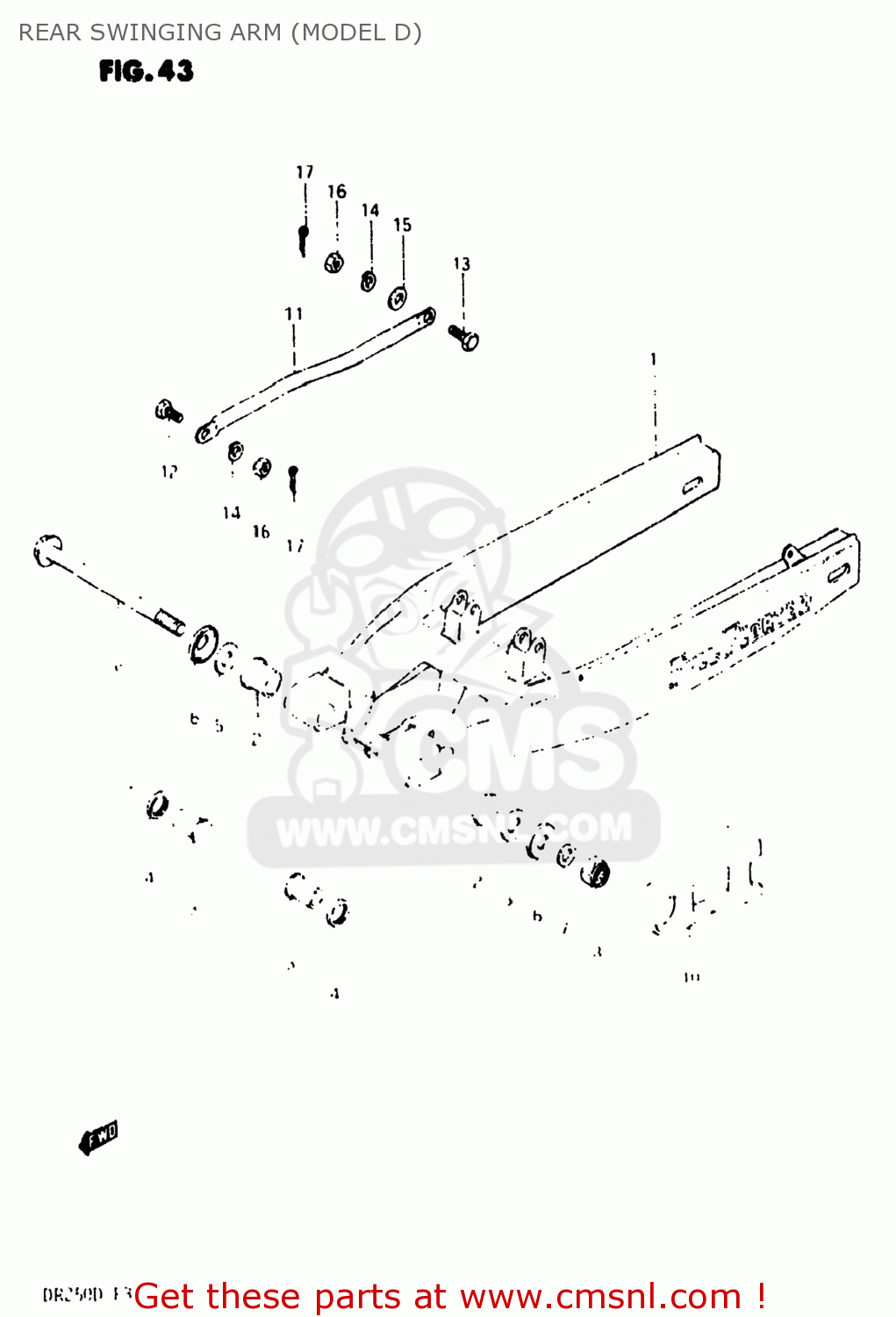 REAR SWINGING ARM (MODEL D) DR250 1983 (D) USA (E03)
