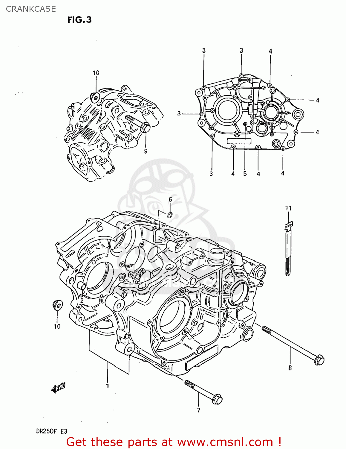 CRANKCASE DR250 1985 (F) USA (E03)