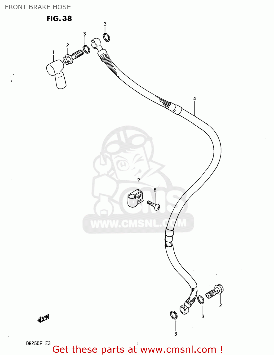 FRONT BRAKE HOSE DR250 1985 (F) USA (E03)