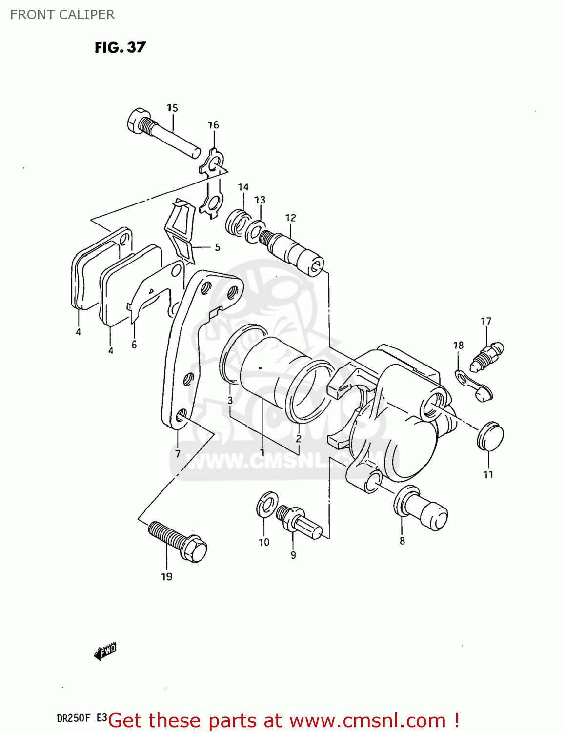 FRONT CALIPER DR250 1985 (F) USA (E03)