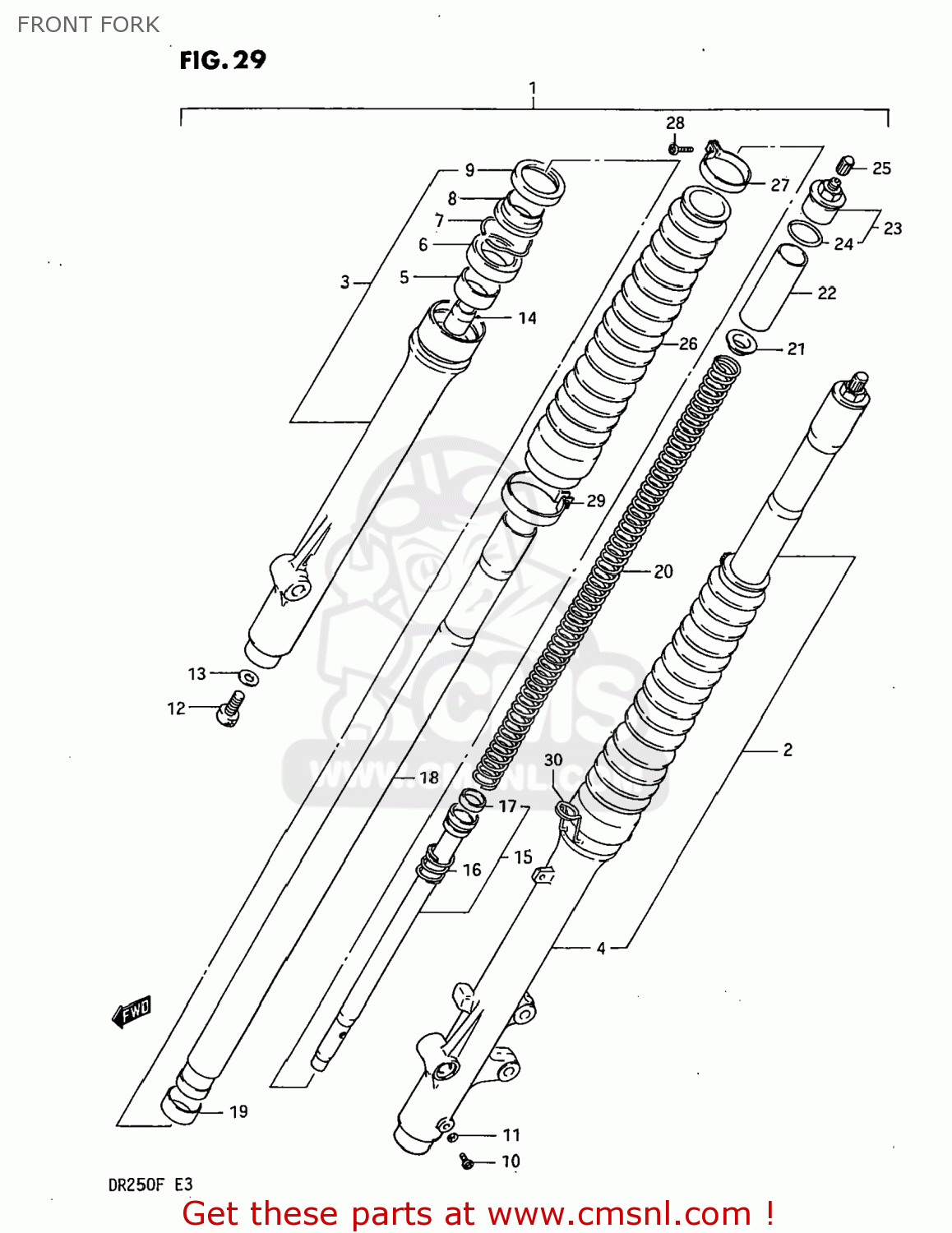 FRONT FORK DR250 1985 (F) USA (E03)