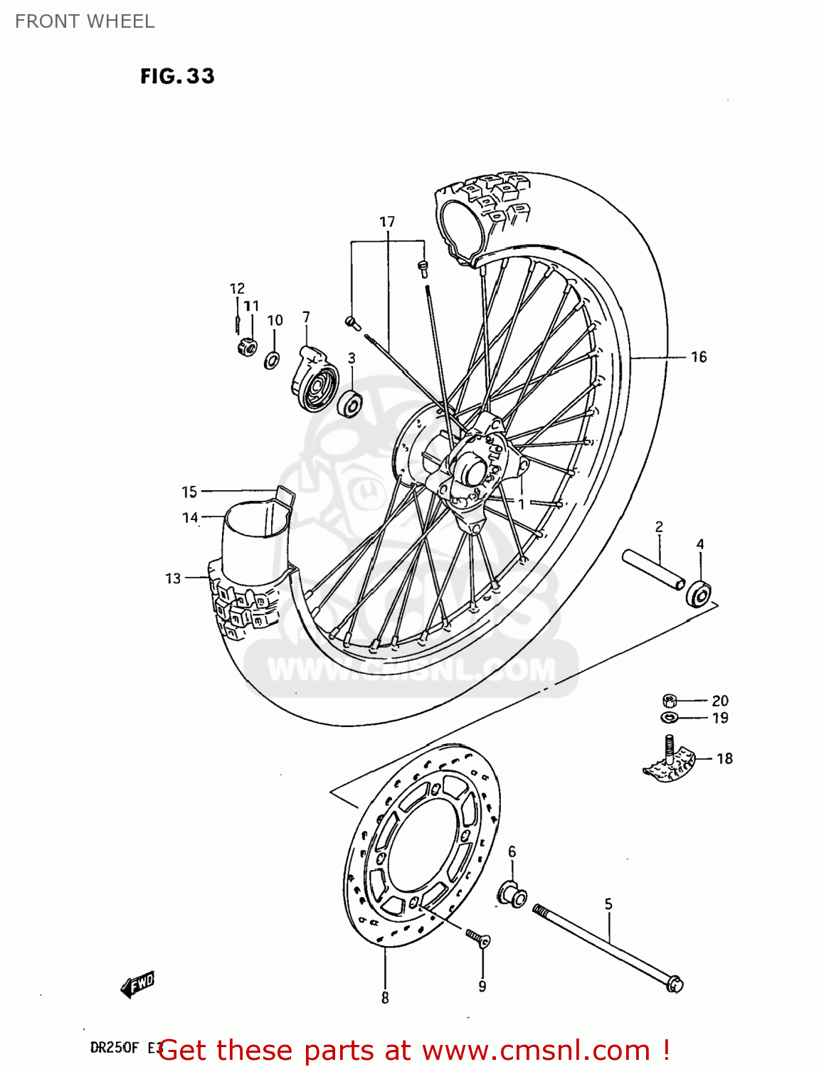 FRONT WHEEL DR250 1985 (F) USA (E03)