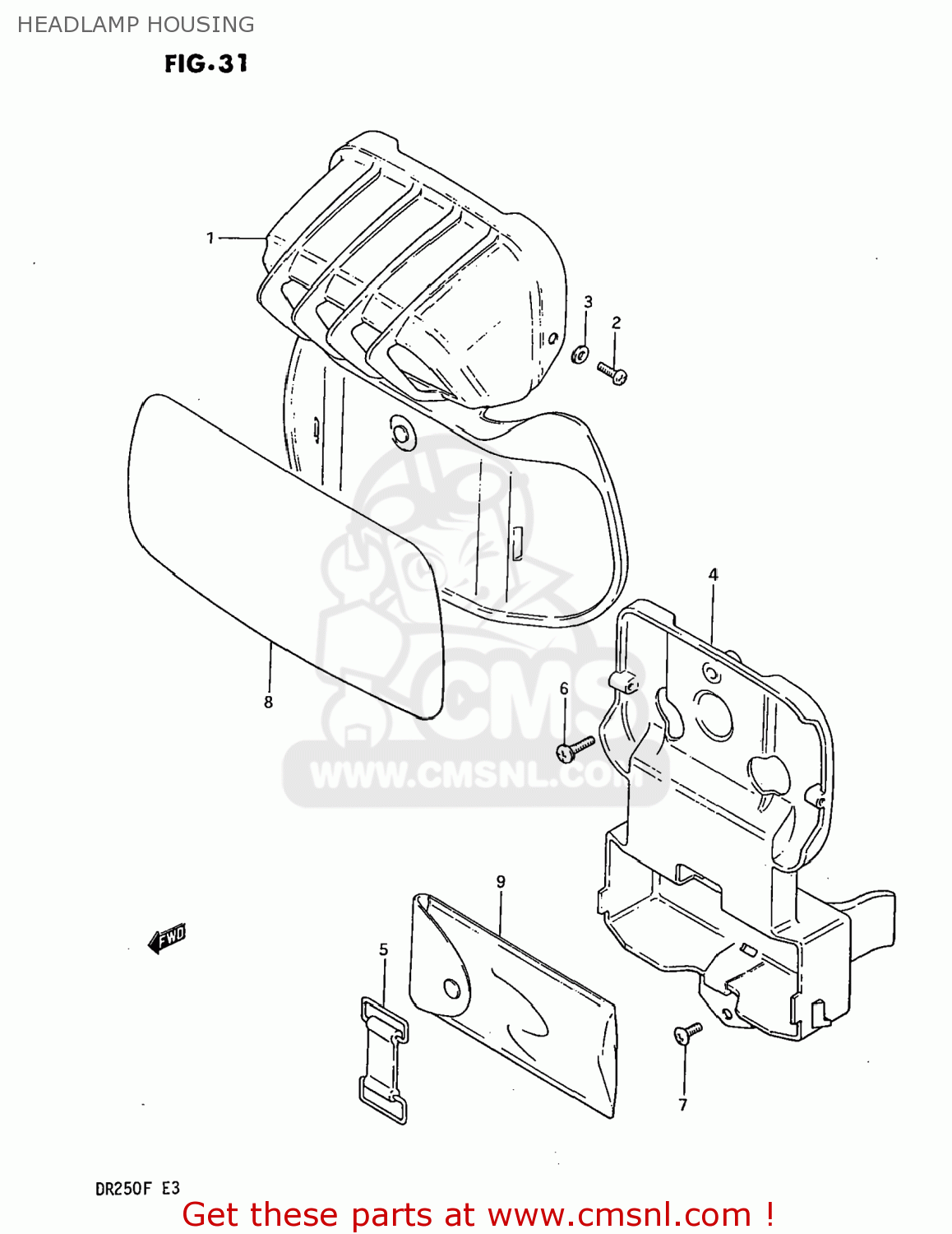 HEADLAMP HOUSING DR250 1985 (F) USA (E03)