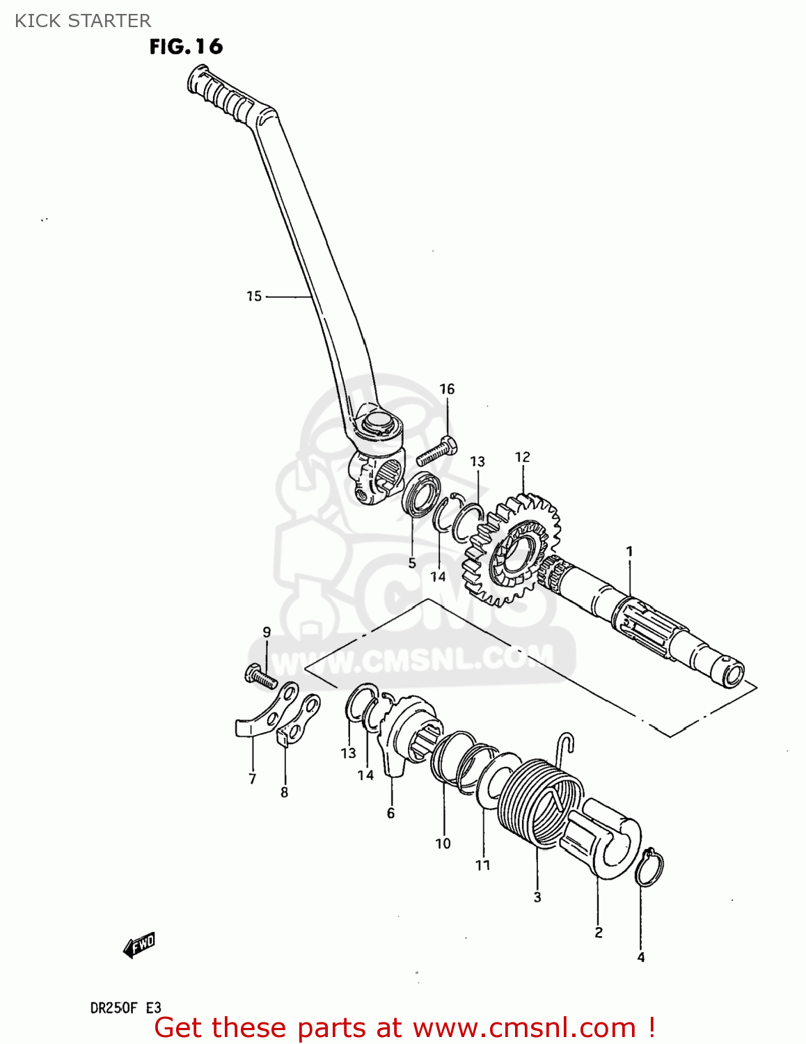 KICK STARTER DR250 1985 (F) USA (E03)