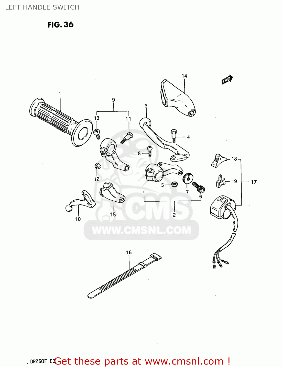 LEFT HANDLE SWITCH DR250 1985 (F) USA (E03)