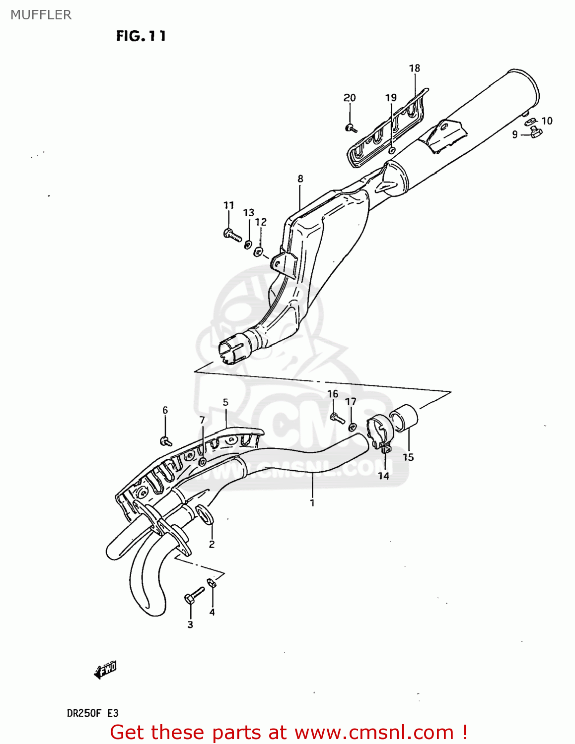 MUFFLER DR250 1985 (F) USA (E03)