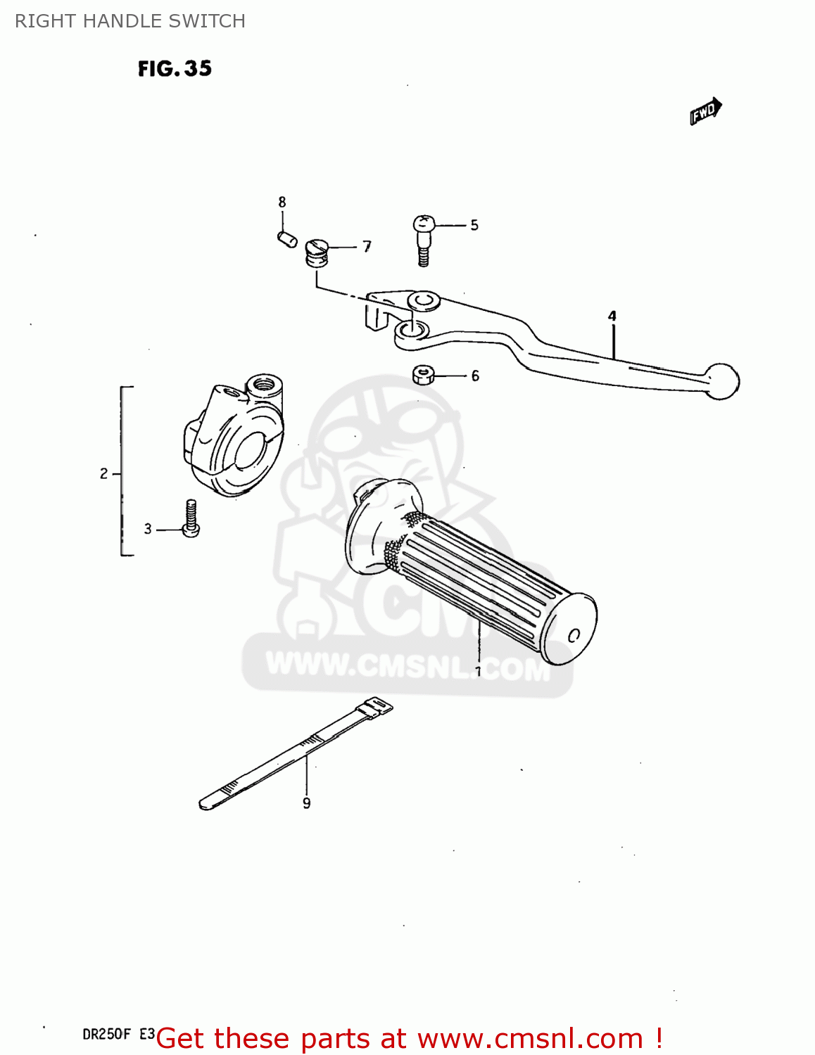 RIGHT HANDLE SWITCH DR250 1985 (F) USA (E03)