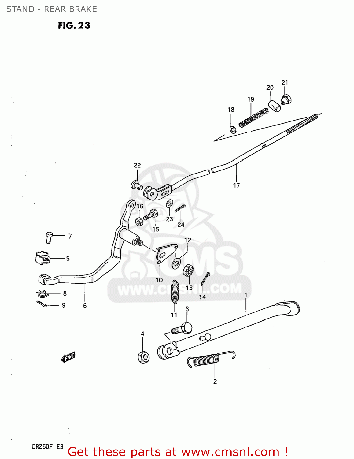 STAND - REAR BRAKE DR250 1985 (F) USA (E03)