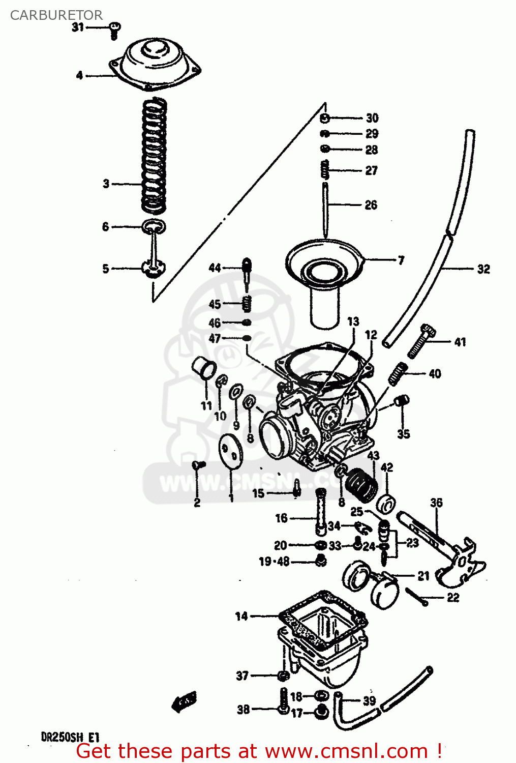 Suzuki Dr250 1987 (sh) Carburetor - schematic partsfiche