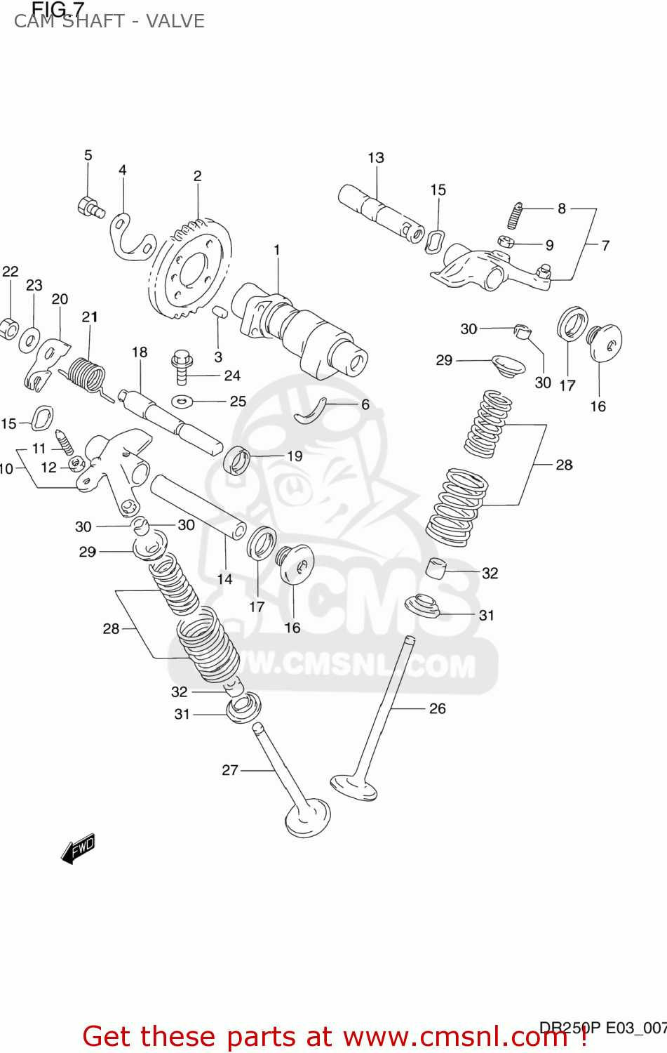 CAM SHAFT - VALVE DR250 1990 (L) USA (E03)