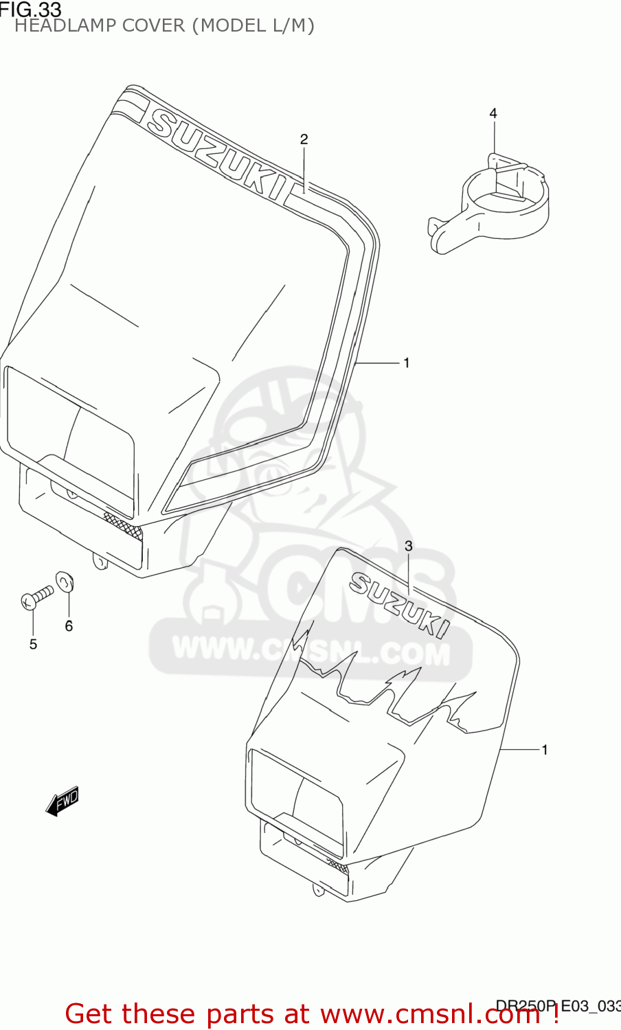 HEADLAMP COVER (MODEL L/M) DR250 1990 (L) USA (E03)
