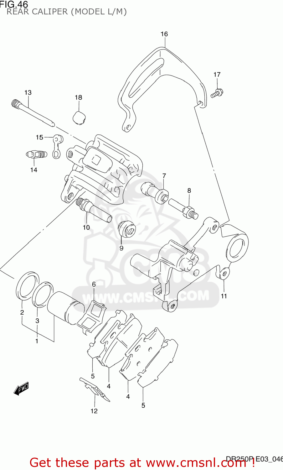 REAR CALIPER (MODEL L/M) DR250 1990 (L) USA (E03)