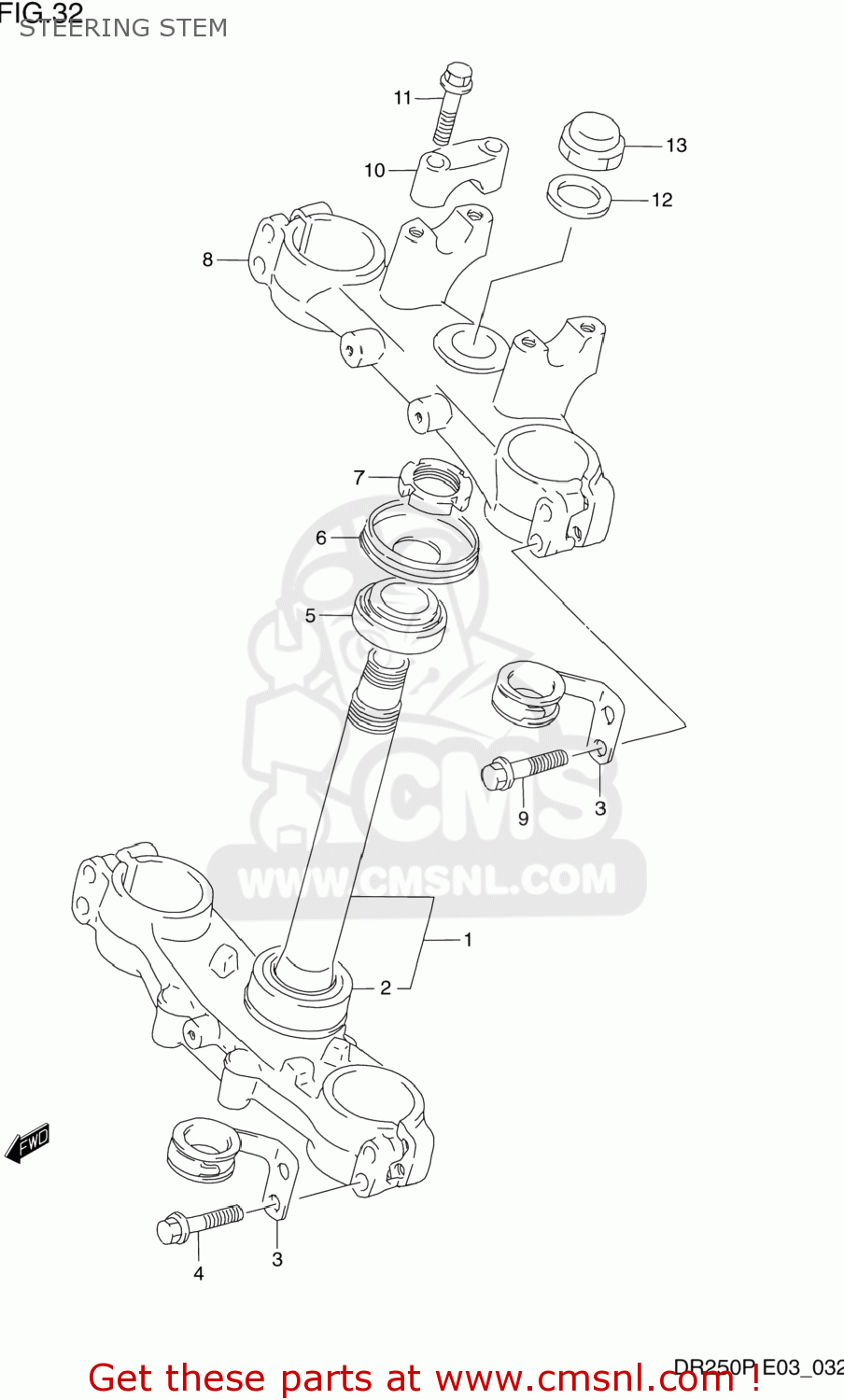 STEERING STEM DR250 1990 (L) USA (E03)