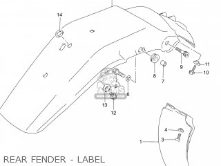 REAR FENDER - LABEL - DR250 1990 (L) USA (E03)