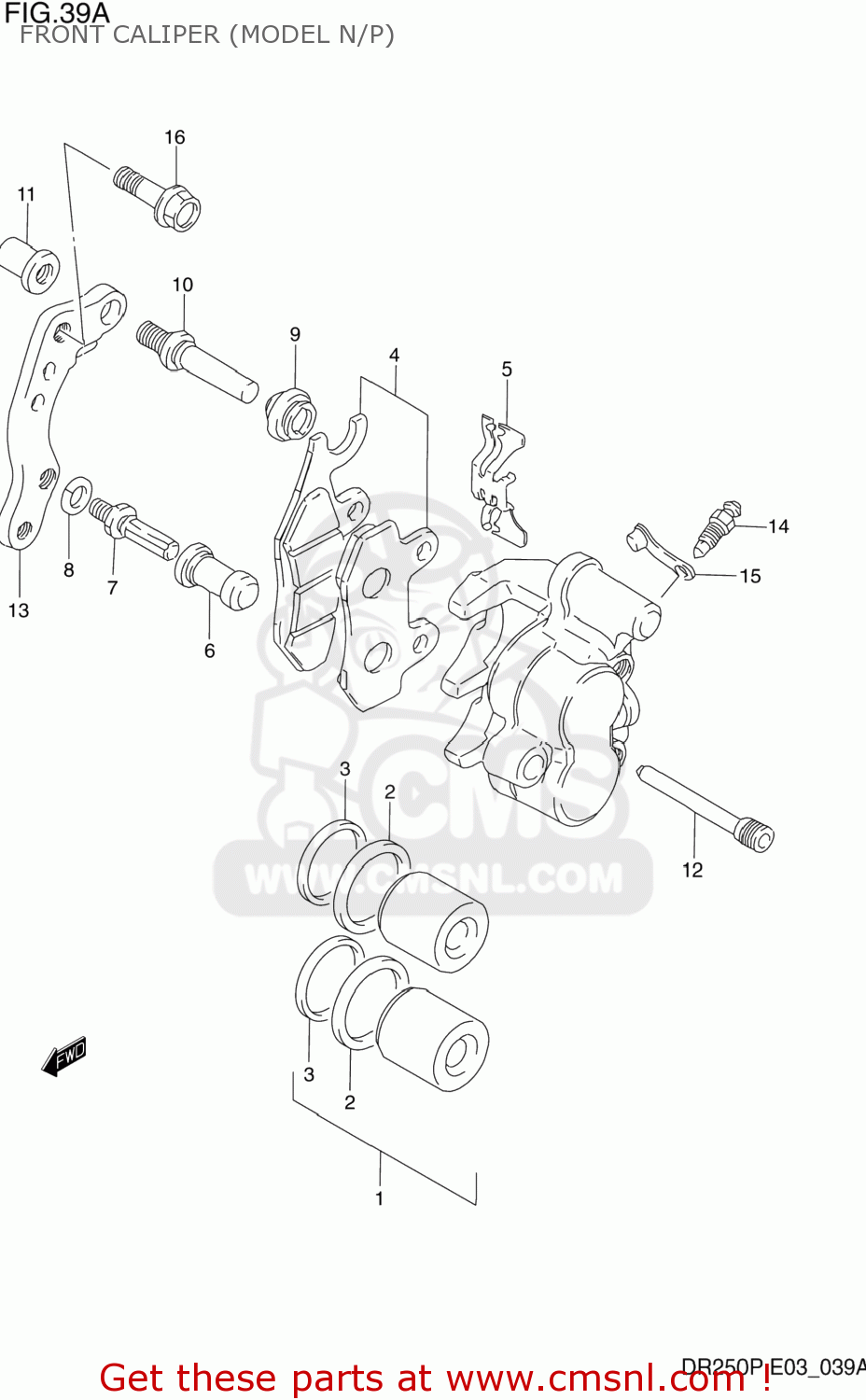 FRONT CALIPER (MODEL N/P) DR250 1991 (M) USA (E03)