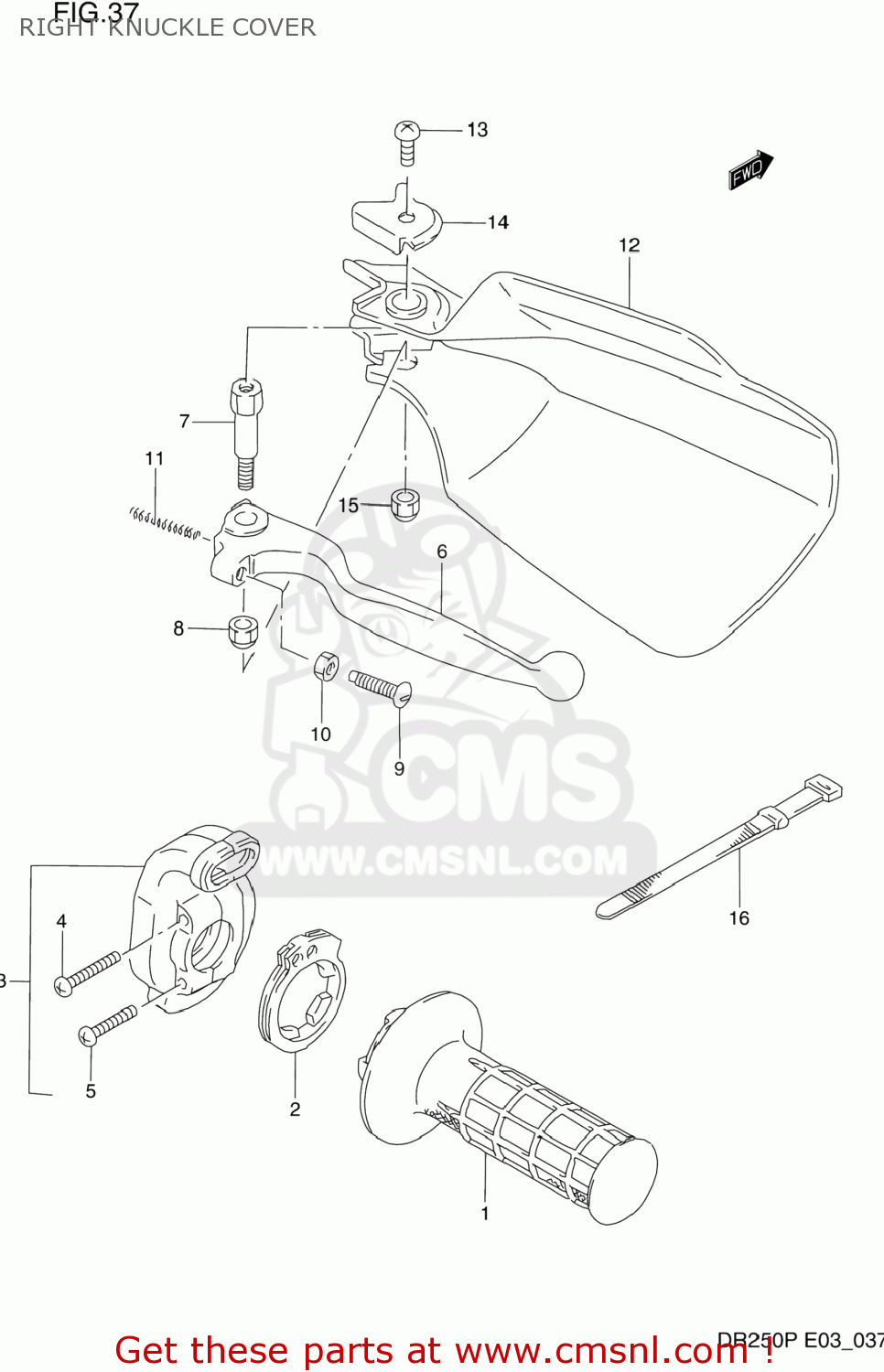 RIGHT KNUCKLE COVER DR250 1991 (M) USA (E03)