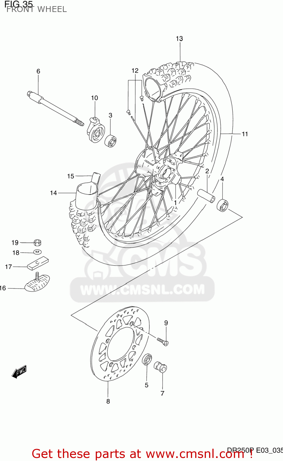 FRONT WHEEL DR250 1992 (N) USA (E03)