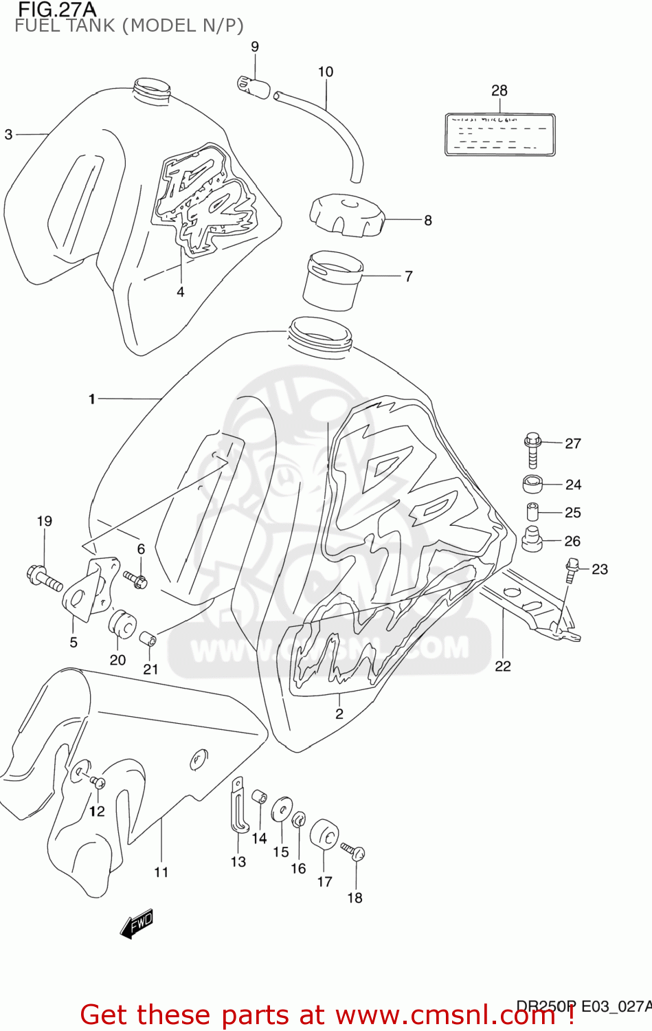 FUEL TANK (MODEL N/P) DR250 1992 (N) USA (E03)
