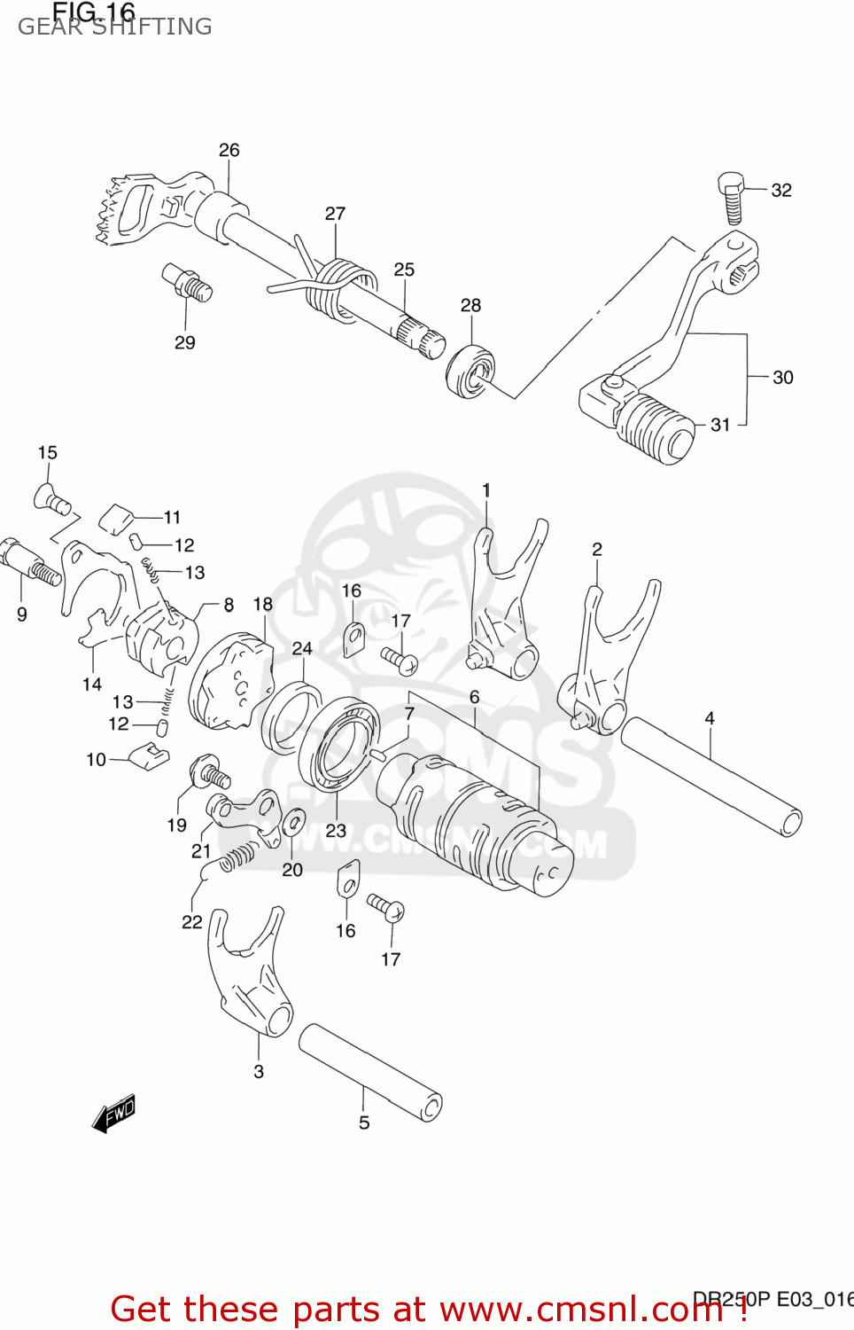 GEAR SHIFTING DR250 1992 (N) USA (E03)