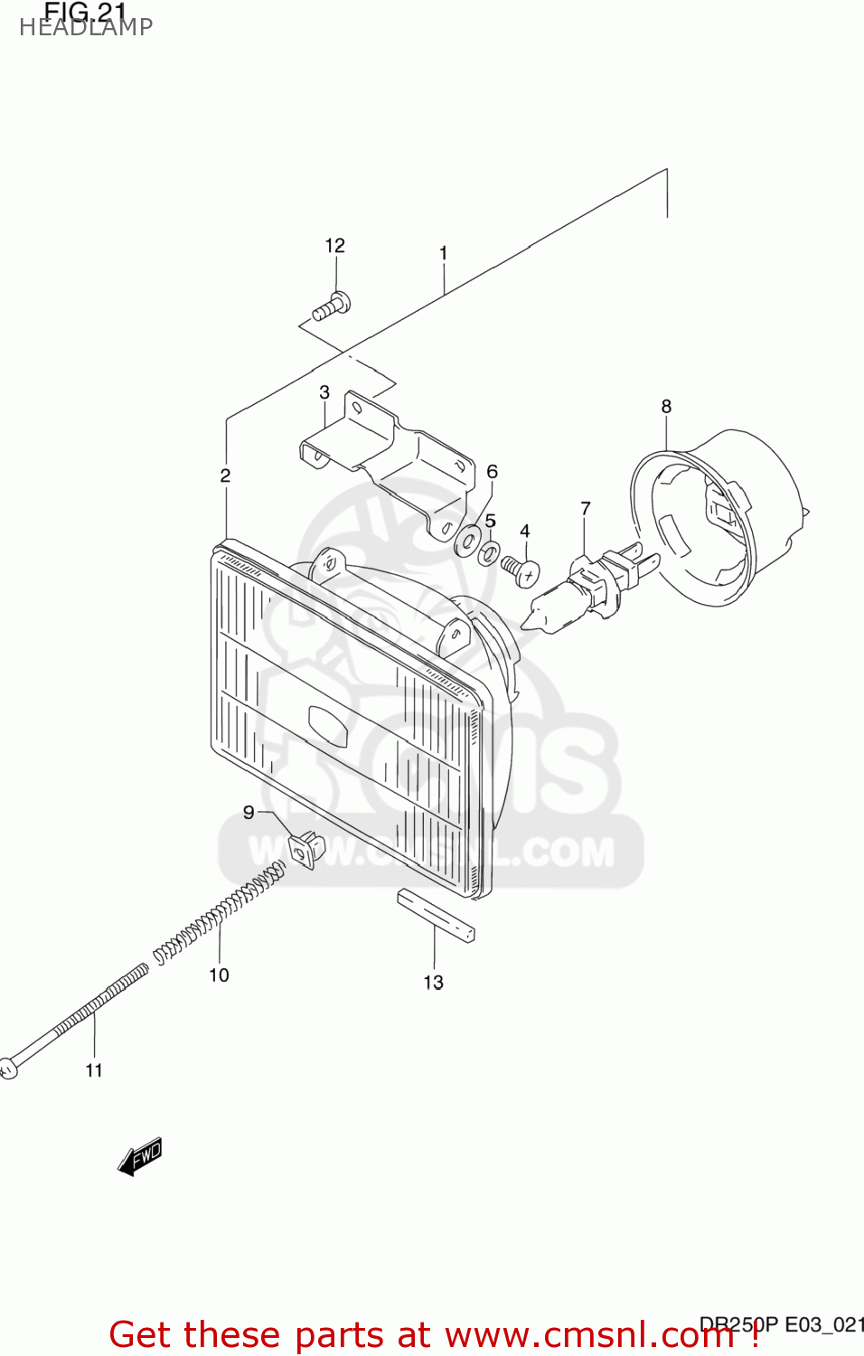 HEADLAMP DR250 1992 (N) USA (E03)