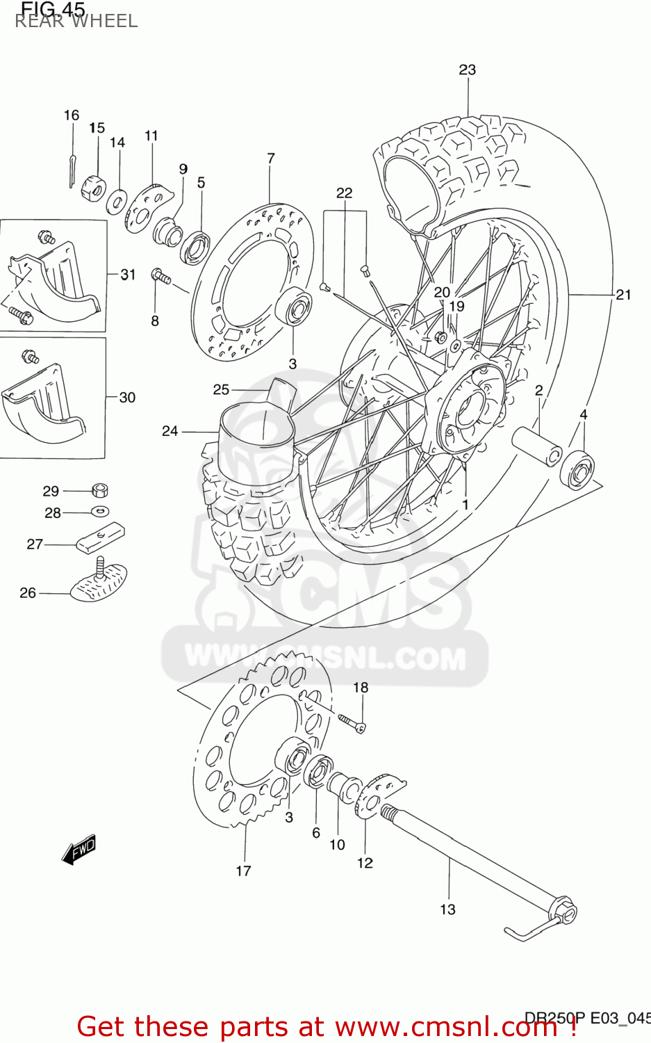 REAR WHEEL DR250 1992 (N) USA (E03)