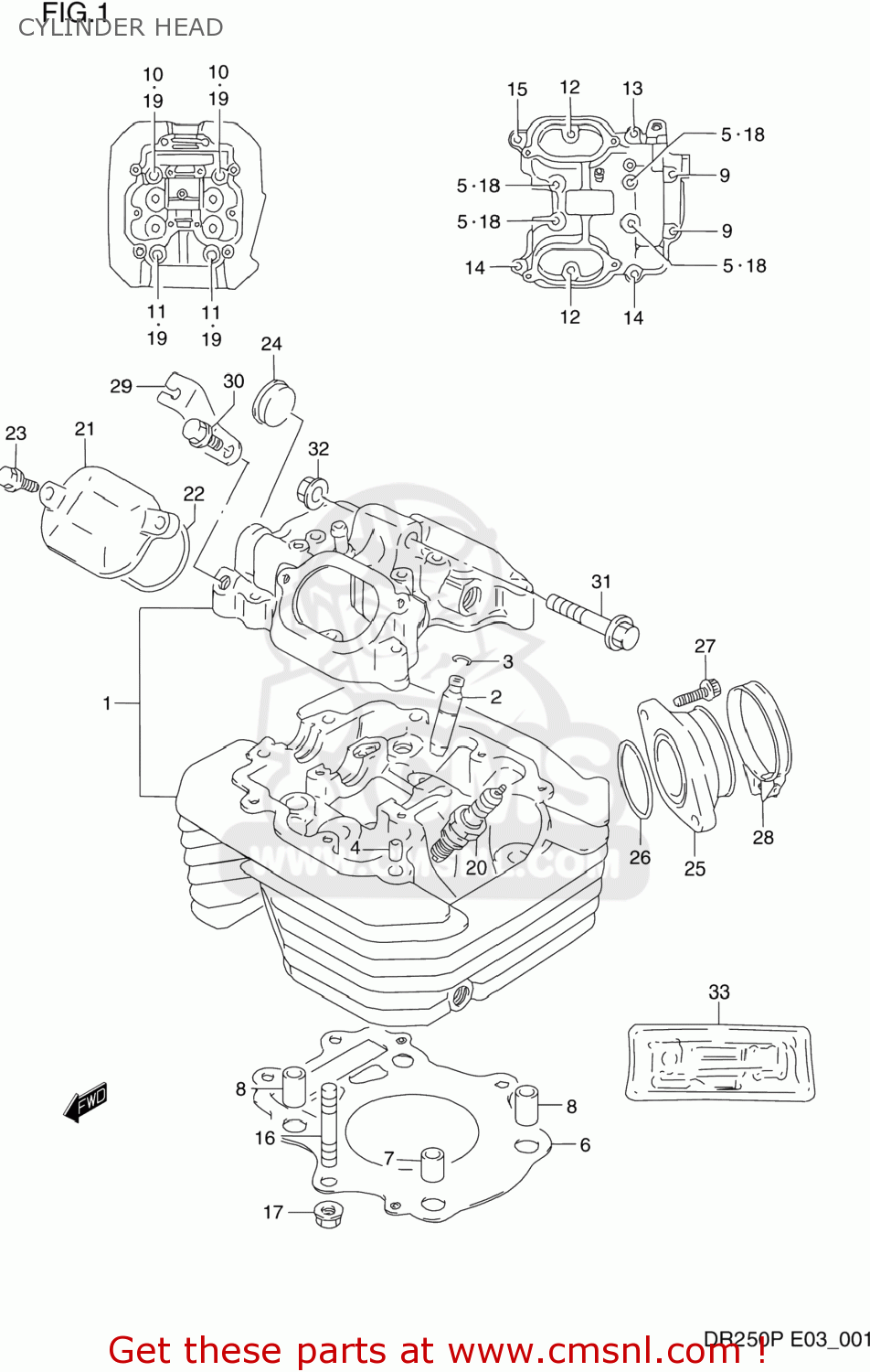 CYLINDER HEAD DR250 1993 (P) USA (E03)