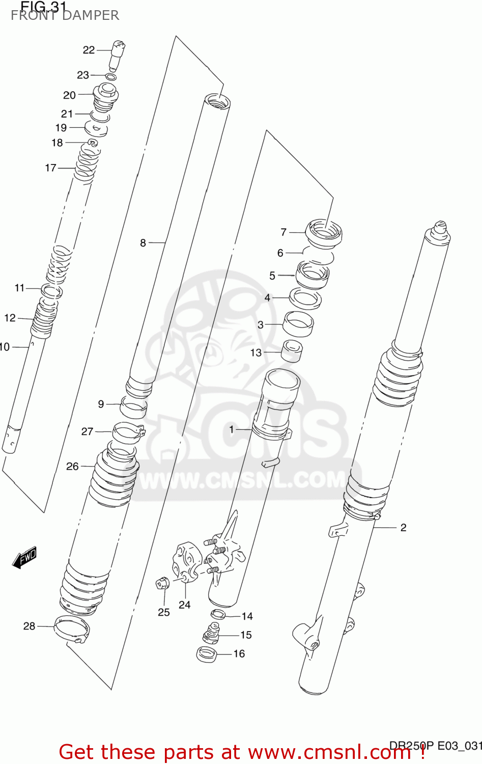 FRONT DAMPER DR250 1993 (P) USA (E03)