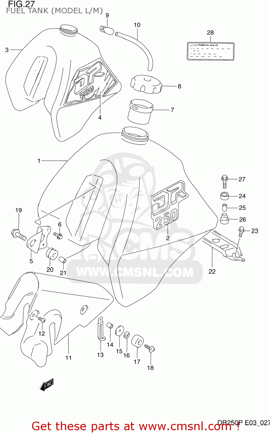FUEL TANK (MODEL L/M) DR250 1993 (P) USA (E03)