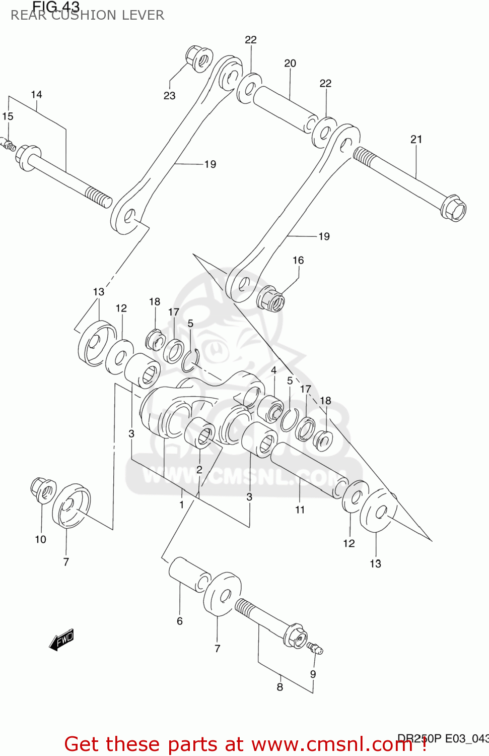REAR CUSHION LEVER DR250 1993 (P) USA (E03)