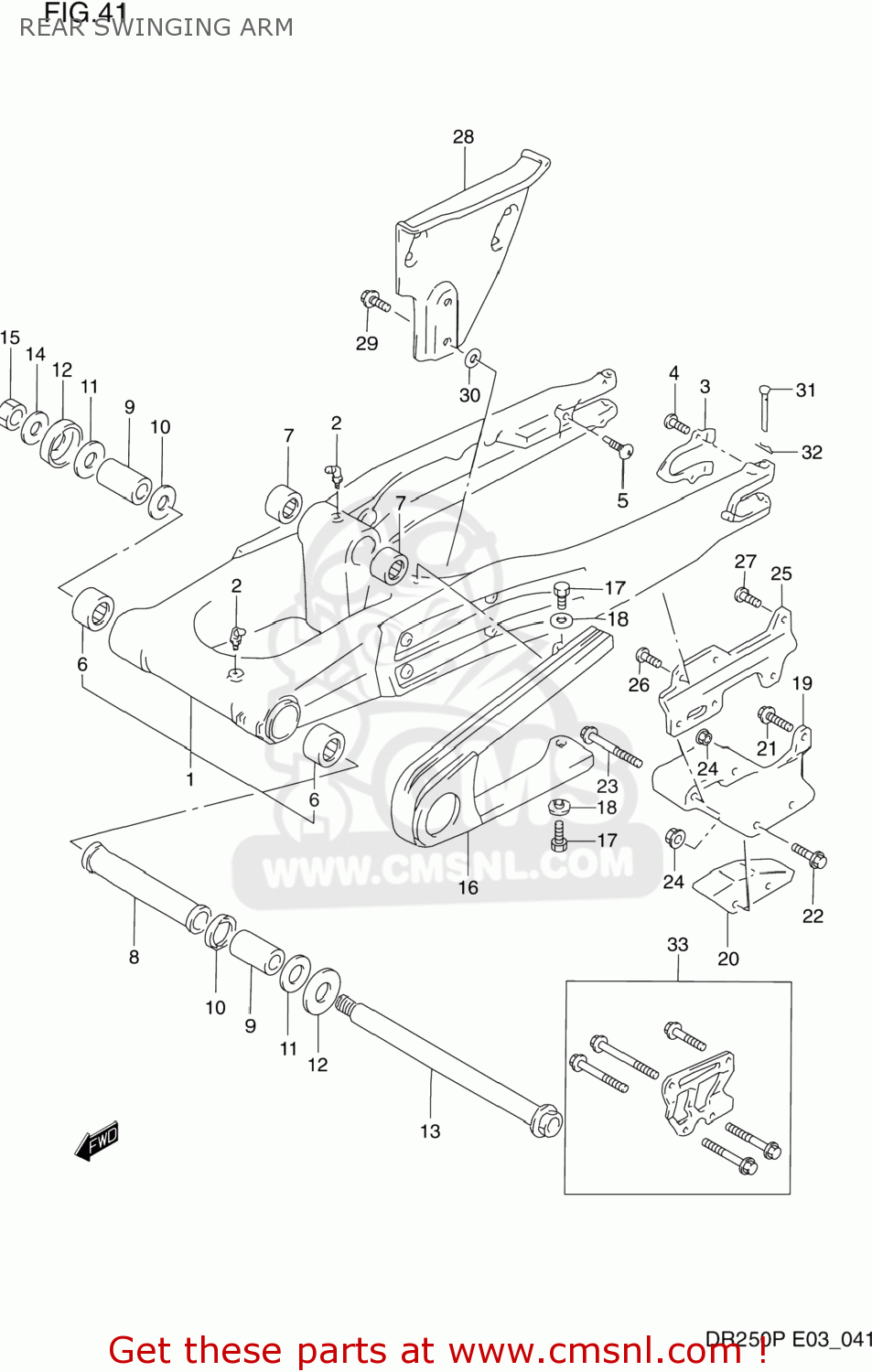 REAR SWINGING ARM DR250 1993 (P) USA (E03)