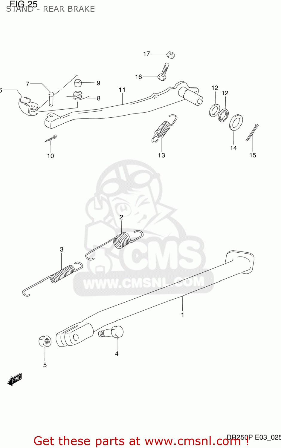 STAND - REAR BRAKE DR250 1993 (P) USA (E03)