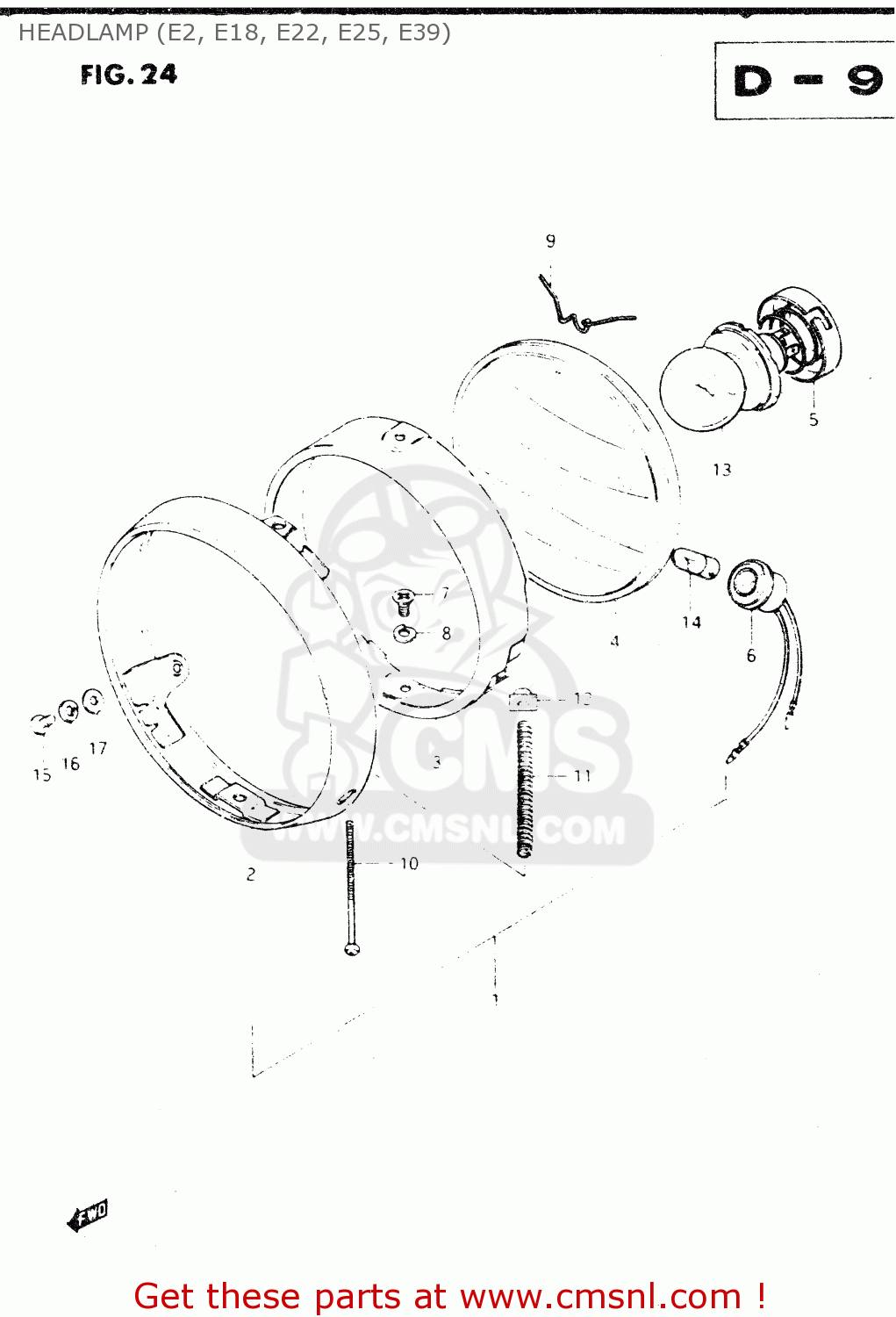 HEADLAMP (E2, E18, E22, E25, E39) DR250S 1982 (Z)