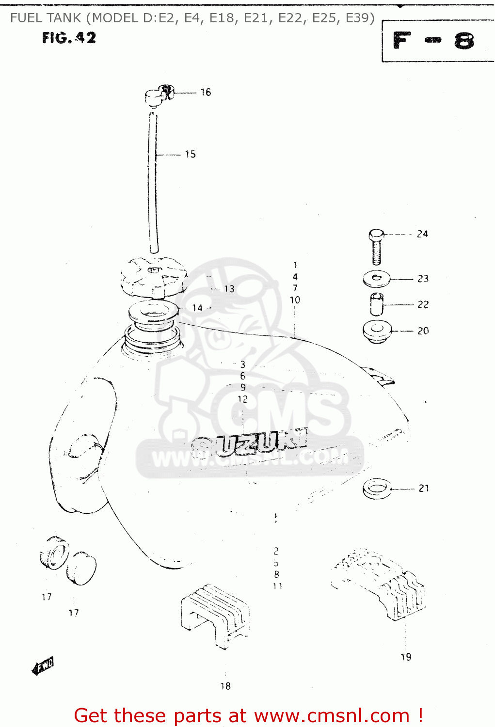 FUEL TANK (MODEL D:E2, E4, E18, E21, E22, E25, E39) DR250S 1982 (Z)